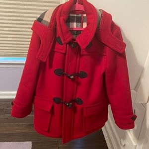 Burberry red coat size 6Y excellent